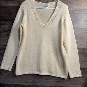 Talbots Cream V-Neck Women's Made in Italy Sweater